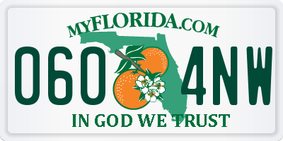 FL license plate 0604NW