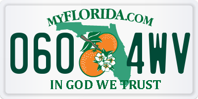 FL license plate 0604WV
