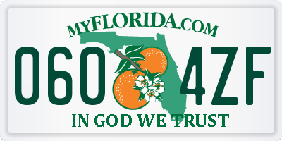 FL license plate 0604ZF