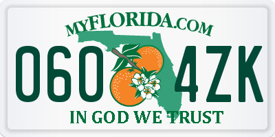 FL license plate 0604ZK