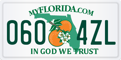 FL license plate 0604ZL