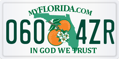 FL license plate 0604ZR