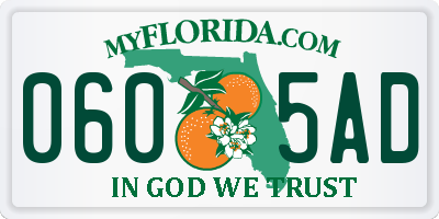 FL license plate 0605AD