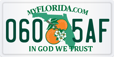 FL license plate 0605AF
