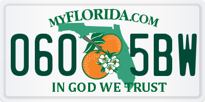 FL license plate 0605BW