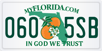 FL license plate 0605SB