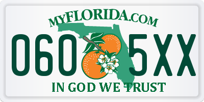 FL license plate 0605XX