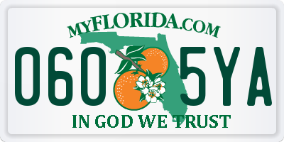 FL license plate 0605YA