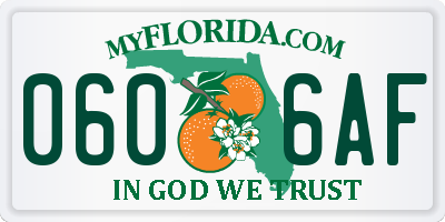 FL license plate 0606AF