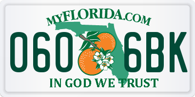FL license plate 0606BK