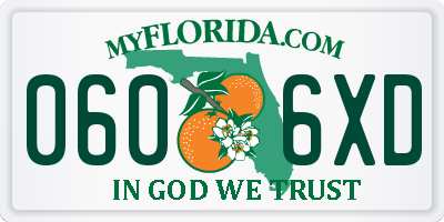 FL license plate 0606XD
