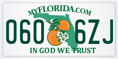 FL license plate 0606ZJ