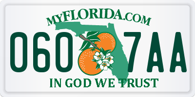 FL license plate 0607AA
