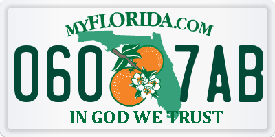 FL license plate 0607AB