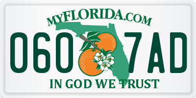 FL license plate 0607AD