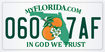 FL license plate 0607AF