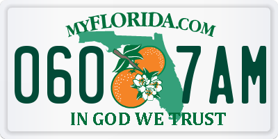 FL license plate 0607AM