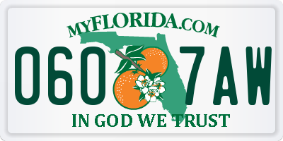FL license plate 0607AW
