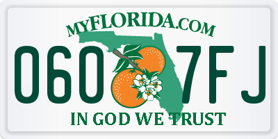 FL license plate 0607FJ