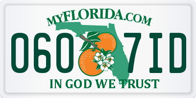 FL license plate 0607ID