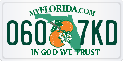 FL license plate 0607KD