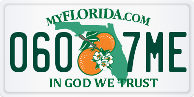 FL license plate 0607ME