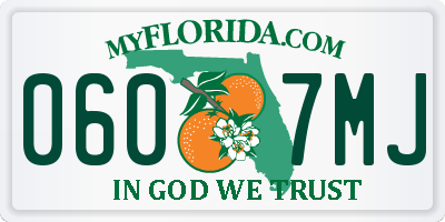 FL license plate 0607MJ