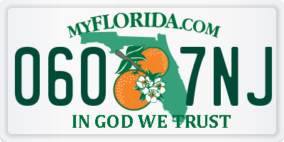 FL license plate 0607NJ