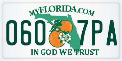 FL license plate 0607PA
