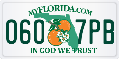 FL license plate 0607PB