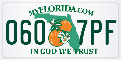 FL license plate 0607PF