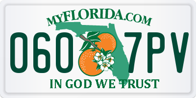 FL license plate 0607PV