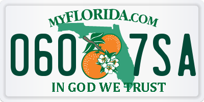 FL license plate 0607SA