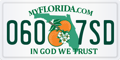 FL license plate 0607SD