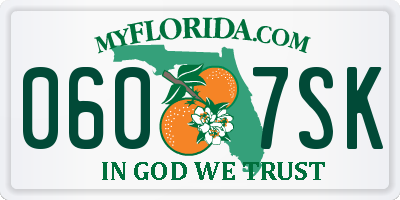 FL license plate 0607SK