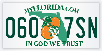 FL license plate 0607SN