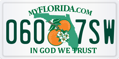 FL license plate 0607SW