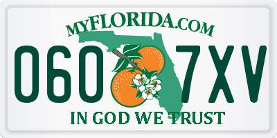 FL license plate 0607XV