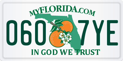 FL license plate 0607YE