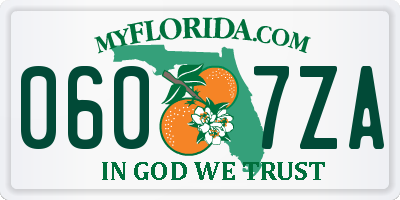 FL license plate 0607ZA