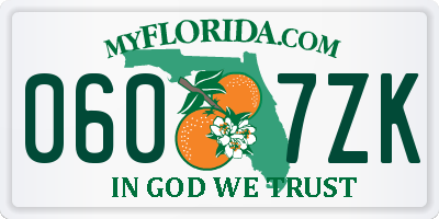 FL license plate 0607ZK
