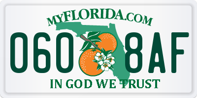 FL license plate 0608AF