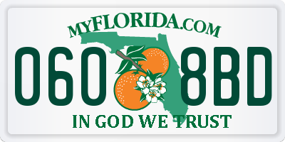 FL license plate 0608BD