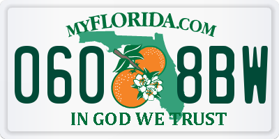 FL license plate 0608BW