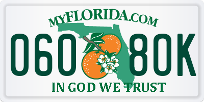 FL license plate 0608OK