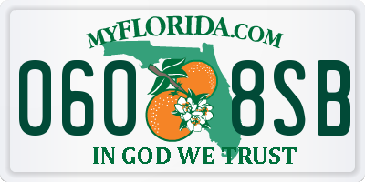 FL license plate 0608SB