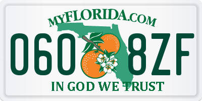 FL license plate 0608ZF