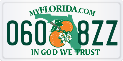 FL license plate 0608ZZ