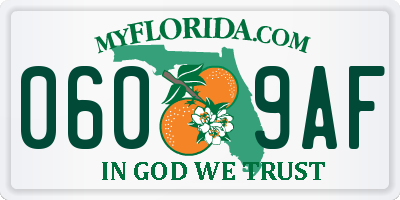FL license plate 0609AF