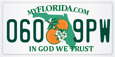 FL license plate 0609PW
